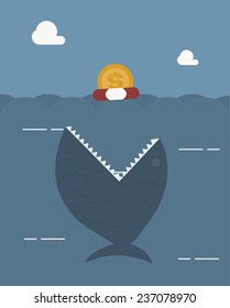 Big fish,Vector cartoon concept abstract business