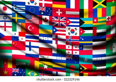 Big Flag Background Made Of World Country Flags. Vector.