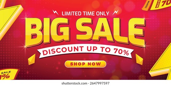 Big Flash sale background with discount offer. Vector illustration for shopping day, online shopping, special Offer coupon, voucher, banner template, websites, social media advertising.