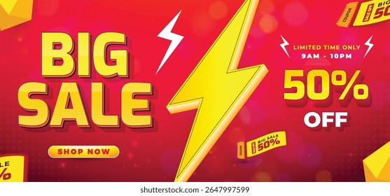 Big Flash sale background with discount offer. Vector illustration for shopping day, online shopping, special Offer coupon, voucher, banner template, websites, social media advertising.