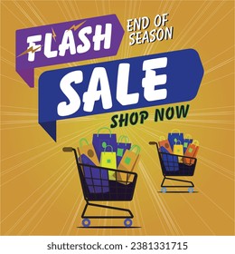 Big flash sales vector art Banner with orange theme