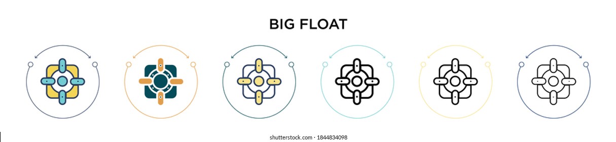 Big float icon in filled, thin line, outline and stroke style. Vector illustration of two colored and black big float vector icons designs can be used for mobile, ui, web