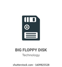 Big floppy disk glyph icon vector on white background. Flat vector big floppy disk icon symbol sign from modern technology collection for mobile concept and web apps design.