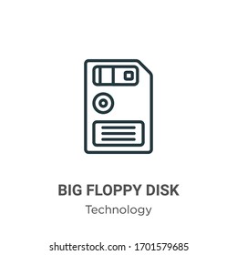 Big floppy disk outline vector icon. Thin line black big floppy disk icon, flat vector simple element illustration from editable technology concept isolated stroke on white background