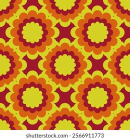 Big flower design brightly colored graphic. Floral pattern seamless perfect for clothing, textile, wrapping, background, wallpaper.