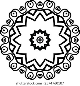 Big Flower Mandala Art Circular Pattern in the Form of a Mandala Decorative Ornament in Ethnic Oriental Style.