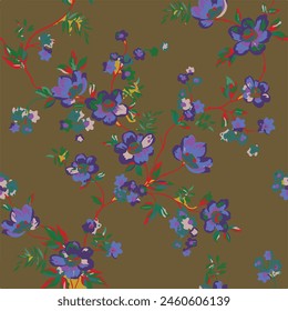 big flower monochrome seamless pattern