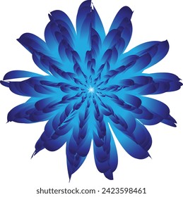 Gran flor. Dibujo de vectores. Los colores azul oscuro denim y azul claro.