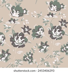 big flowers pattern , tropical floral, small flowers , flowers with leavers .vector illustration .