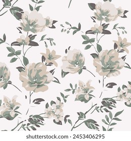 big flowers pattern , tropical floral, small flowers , flowers with leavers .vector illustration .