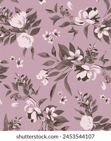 big flowers pattern , tropical floral, small flowers , flowers with leavers . vector illustration .