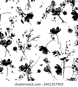 big flowers pattern , tropical floral, small flowers , flowers with leavers . vector illustration .