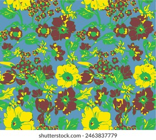 big flowers pattern , tropical floral, small flowers , flowers with leavers . vector illustration .