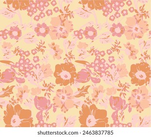 big flowers pattern , tropical floral, small flowers , flowers with leavers . vector illustration .