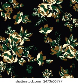 big flowers pattern , tropical floral, small flowers , flowers with leavers . vector illustration .