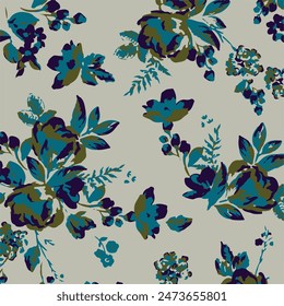 big flowers pattern , tropical floral, small flowers , flowers with leavers . vector illustration .