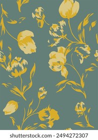 big flowers pattern , tropical floral, small flowers , flowers with leavers . vector illustration 