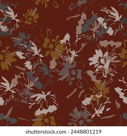 Big flowers pattern, upscale floral pattern. graphical textures floral, trendy colors pattern , flowers background with leaves. vector illustration