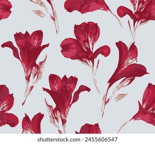 Big flowers pattern, upscale floral pattern. graphical textures floral, trendy colors pattern , flowers background with leaves. vector illustration.