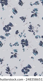 Big flowers pattern, upscale floral pattern. graphical textures floral, trendy colors pattern , flowers background with leaves. vector illustration