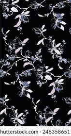 Big flowers pattern, upscale floral pattern. graphical textures floral, trendy colors pattern , flowers background with leaves. vector illustration