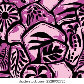 Padrão de flores grandes, padrão floral de upscale. texturas gráficas florais, padrão de cores da moda, fundo de flores com folhas. ilustração vetorial, tropical, monocromático