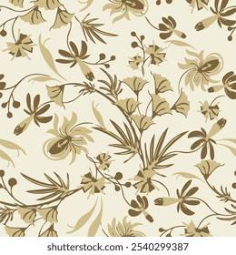 Big flowers pattern, upscale floral pattern. graphical textures floral, trendy colors pattern , flowers background with leaves. vector illustration.