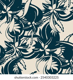 Big flowers pattern, upscale floral pattern. graphical textures floral, trendy colors pattern , flowers background with leaves. vector illustration.