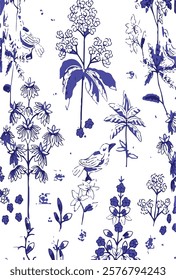 Big flowers pattern, upscale floral pattern. graphical textures floral, trendy colors pattern , flowers background with leaves. vector illustration,tropical,monochrome