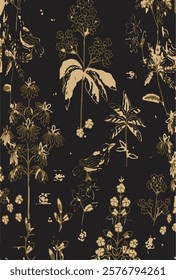 Big flowers pattern, upscale floral pattern. graphical textures floral, trendy colors pattern , flowers background with leaves. vector illustration,tropical,monochrome