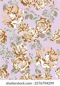 Big flowers pattern, upscale floral pattern. graphical textures floral, trendy colors pattern , flowers background with leaves. vector illustration,tropical,monochrome