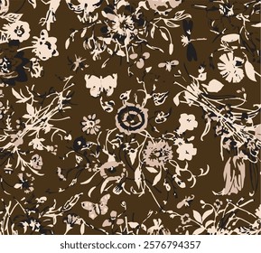 Big flowers pattern, upscale floral pattern. graphical textures floral, trendy colors pattern , flowers background with leaves. vector illustration,tropical,monochrome