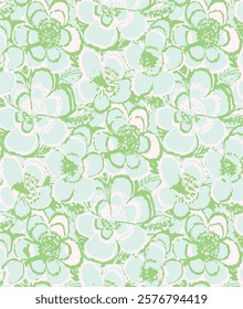 Big flowers pattern, upscale floral pattern. graphical textures floral, trendy colors pattern , flowers background with leaves. vector illustration,tropical,monochrome