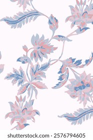 
Big flowers pattern, upscale floral pattern. graphical textures floral, trendy colors pattern , flowers background with leaves. vector illustration,tropical,monochrome
