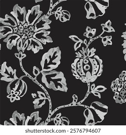 
Big flowers pattern, upscale floral pattern. graphical textures floral, trendy colors pattern , flowers background with leaves. vector illustration,tropical,monochrome
