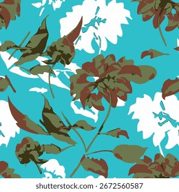 Padrão de flores grandes, padrão floral de upscale. texturas gráficas florais, padrão de cores da moda, fundo de flores com folhas. ilustração vetorial.
