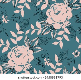 flores grandes, flores tropicales, flores Pequeñas, flores con hojas, patrón floral de lujo. texturas gráficas florales, colores de moda patrón, fondo de flores con hojas, Ilustración vectorial.