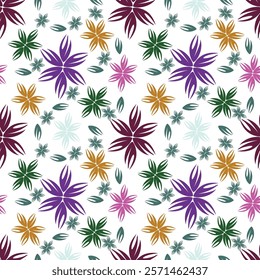 big flowers pattern,tropical floral, small flowers , flowers with leaves,upscale floral pattern.graphical textures floral,trendy colors pattern,flowers background with leaves,vector illustration