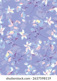 Big flower,Seamless watercolor floral pattern, flowers elements, green leaves branches on dark black background; for wrappers, wallpapers, postcards, greeting 