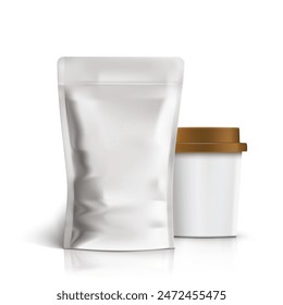 Big Foil Paper Coffee Bag Package Mock Up. EPS10 Vector