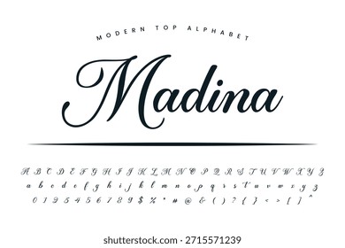 Big font and alphabet set of vector calligraphy letter a b c d script font isolated letters