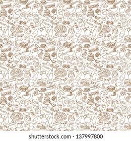 Big food mix seamless background pattern