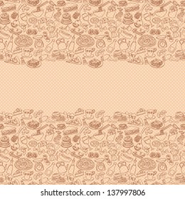 Big food mix seamless background pattern