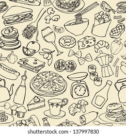 Big food mix seamless pattern