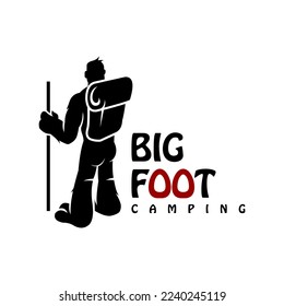 big foot camping logo design vector