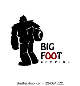 big foot camping logo design vector