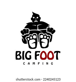 big foot camping logo design vector