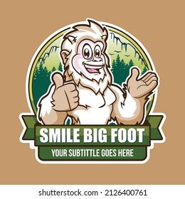 A Big Foot figure smiles with a thumbs up