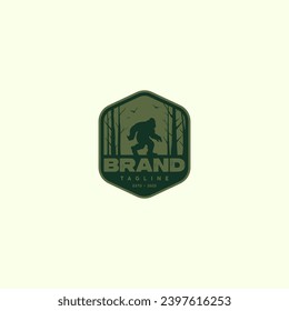 Big foot logo design. Vector illustration of silhouette Bigfoot on jungle. modern logo design vector icon template