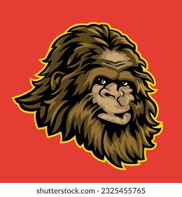 Big Foot Sasquatch Head Cartoon Mascot Logo